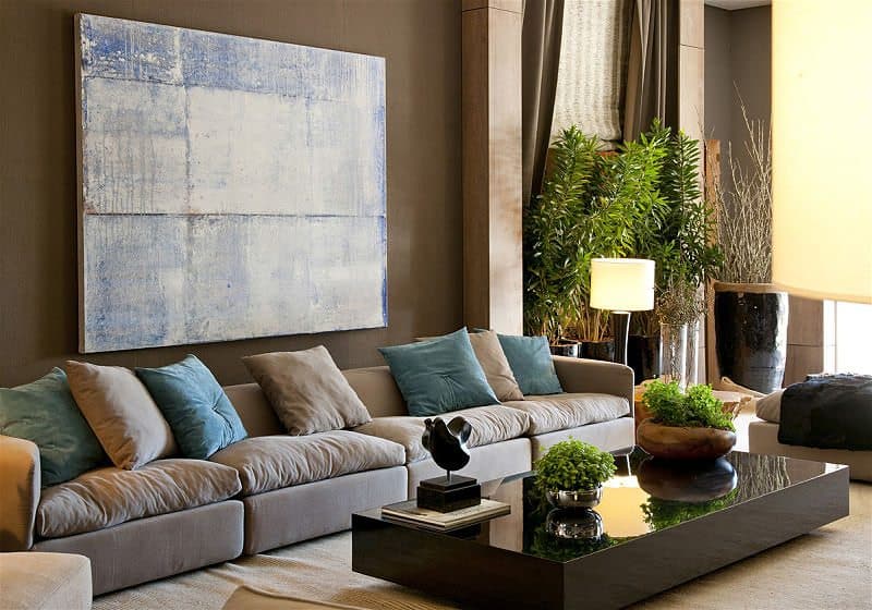 mesa de centro com plantas