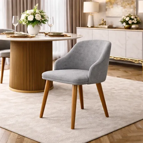 Cadeira cinza moderna em sala de jantar elegante