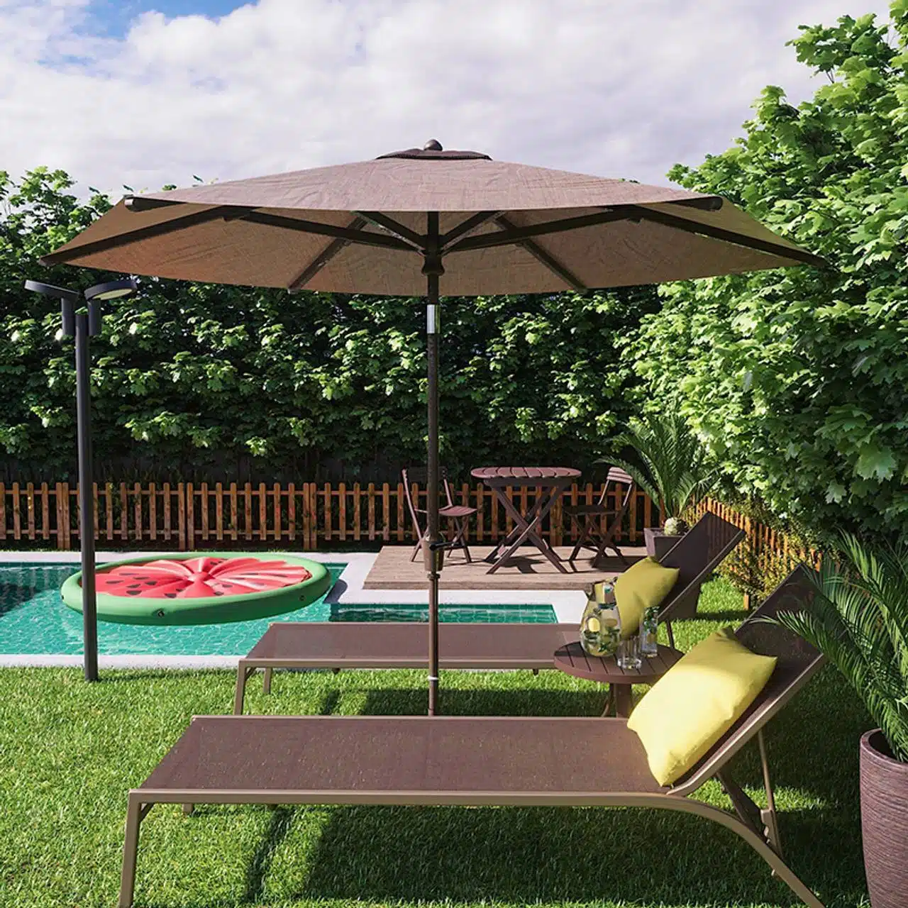 jardim-grande-com-obrelone-e-espreguiçadeiras-piscina-com-uma-boia-de-melancia-dentro