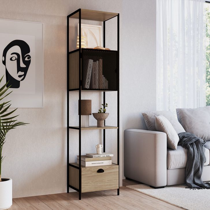 Artesano Estante York 180cm 1 Porta Estrutura Preto Fosco Hanover 