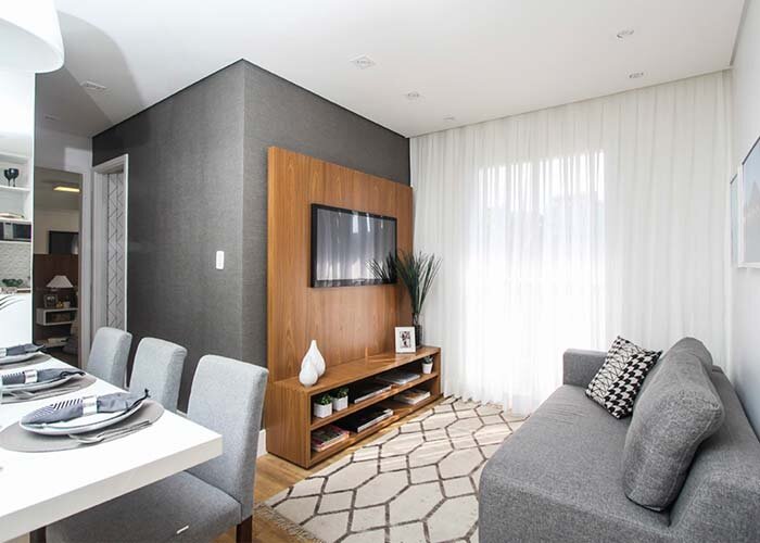 Decoração sala de jantar e estar unidas