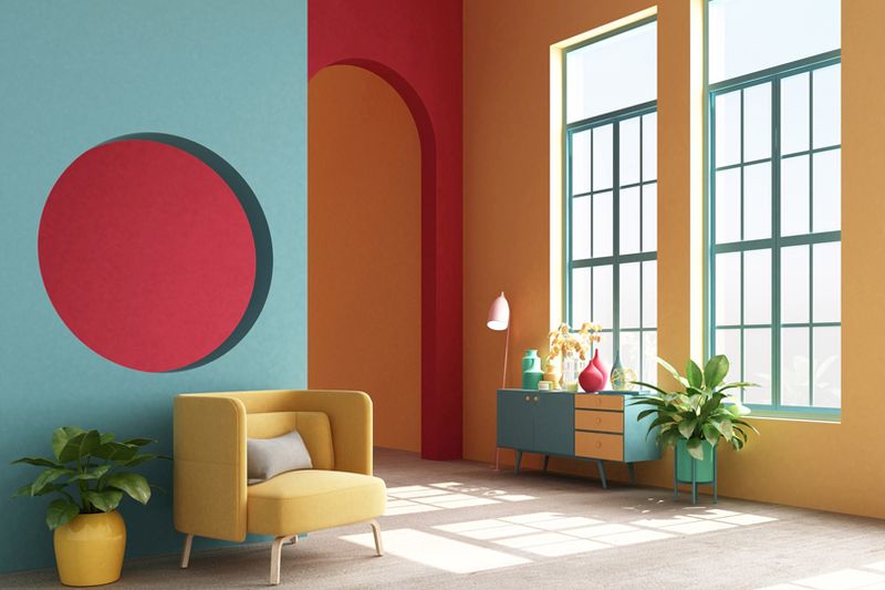 hall de entrada decorada com o estilo Dopamine Decor