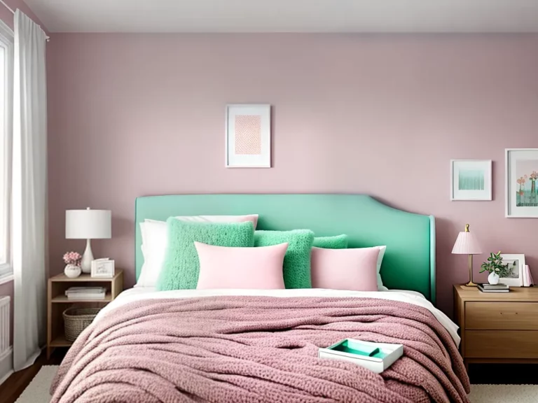 quarto decorado com as cores rosa e verde