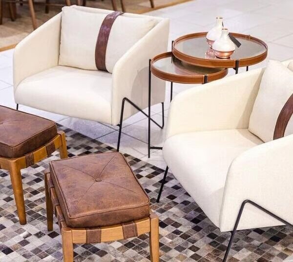 Poltrona Presley Aço — Bege