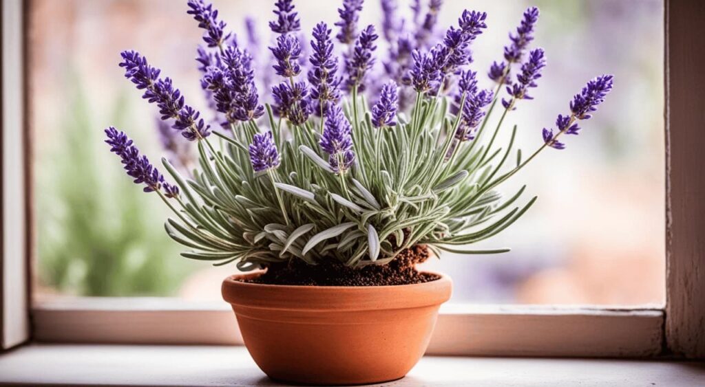 vaso com lavanda na varanda
