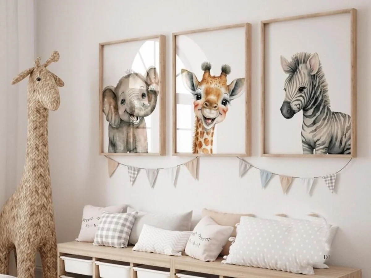 Decoração com ilustrações de animais para berçário