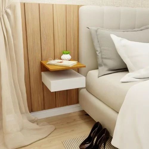 Mesa de cabeceira flutuante moderna com gaveta