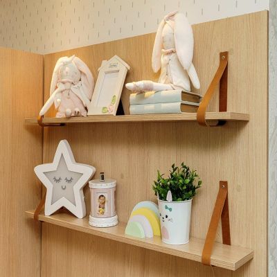 Prateleiras decorativas com brinquedos e plantas