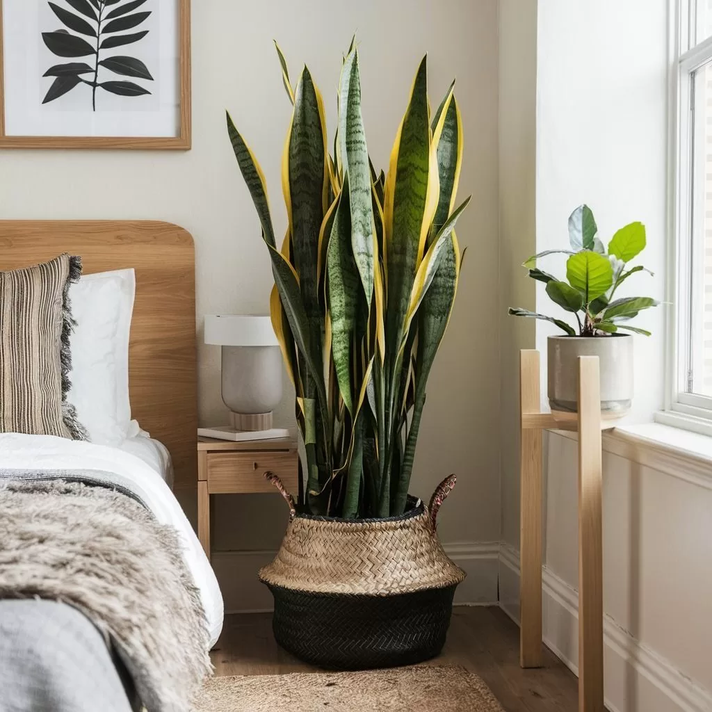 Imagem de plantas decorativas em quarto moderno